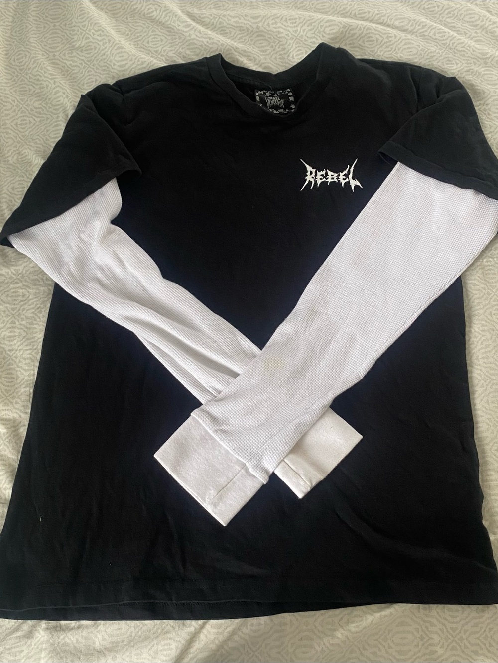 rebels Black Tee with White Layered-Look Long Sleeve